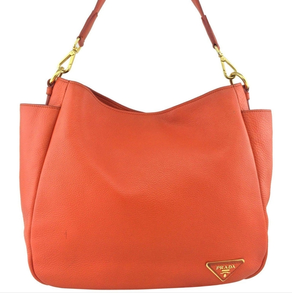 Prada Orange Vitello Daino Leather Side-Pocket Tote Bag - Picture 3 of 10